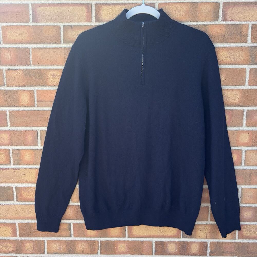 Christian Lacroix Cashmere 1/4 Zip Pullover Sweater Navy Mens Large